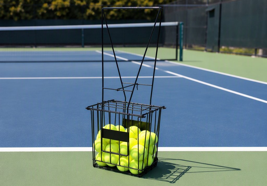 Baseball & Tennis Ball Hopper Basket with Tall Handle